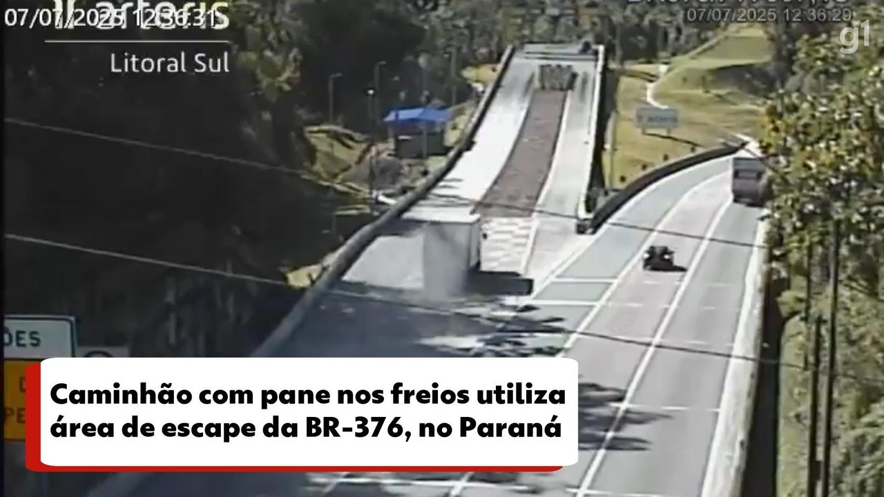 VÍDEO: caminhão com pane nos freios utiliza área de escape da BR-376, no Paraná