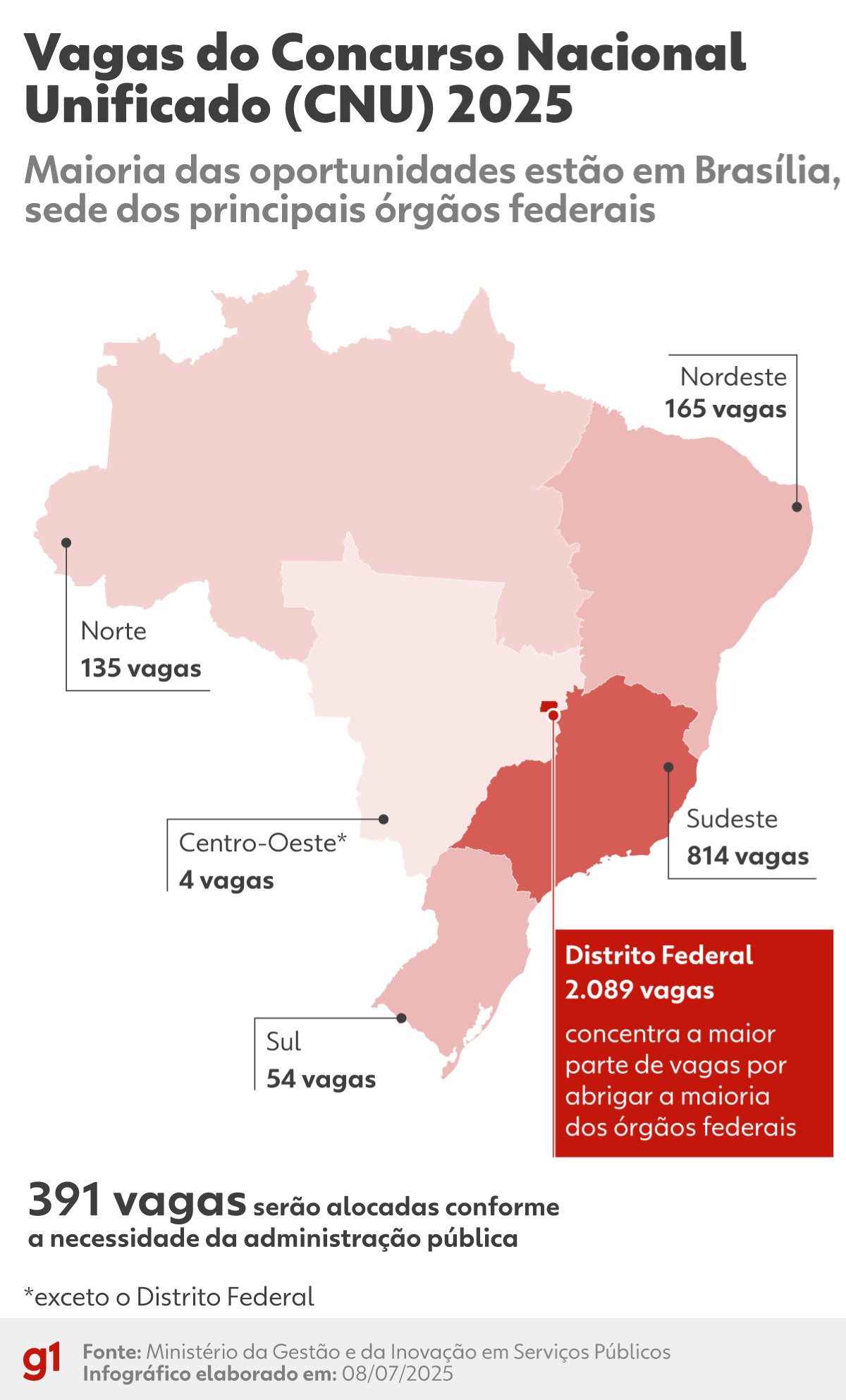 CNU 2025: onde estão distribuídas as vagas? Posso escolher lotação? Veja mapa